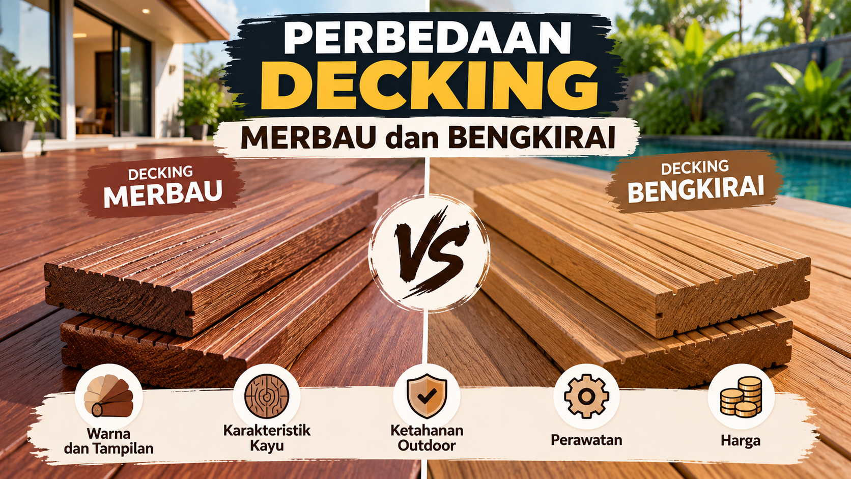 perbedaan decking merbau dan decking bengkirai